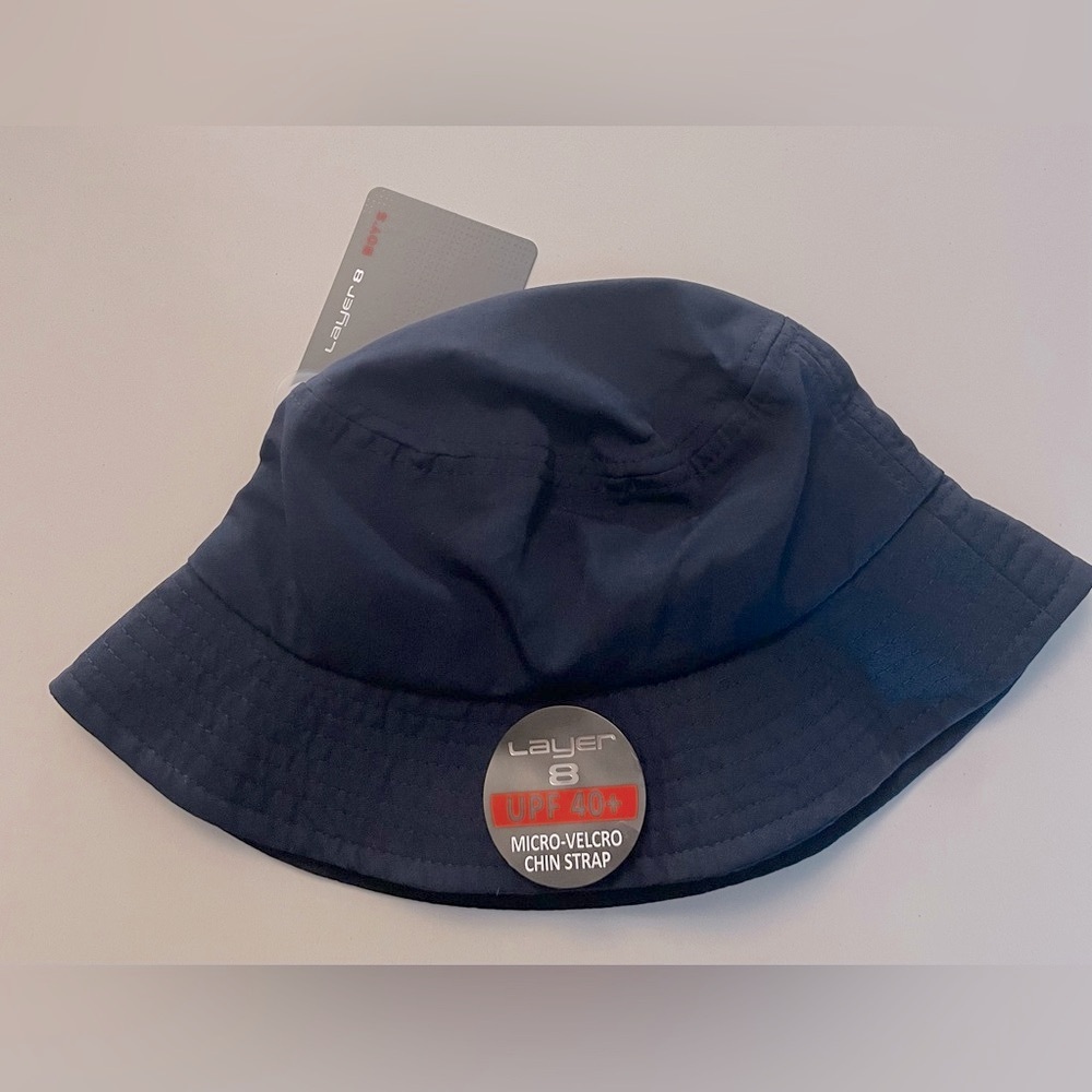 Layer 8 Navy Blue kids Sun bucket Hat with strap